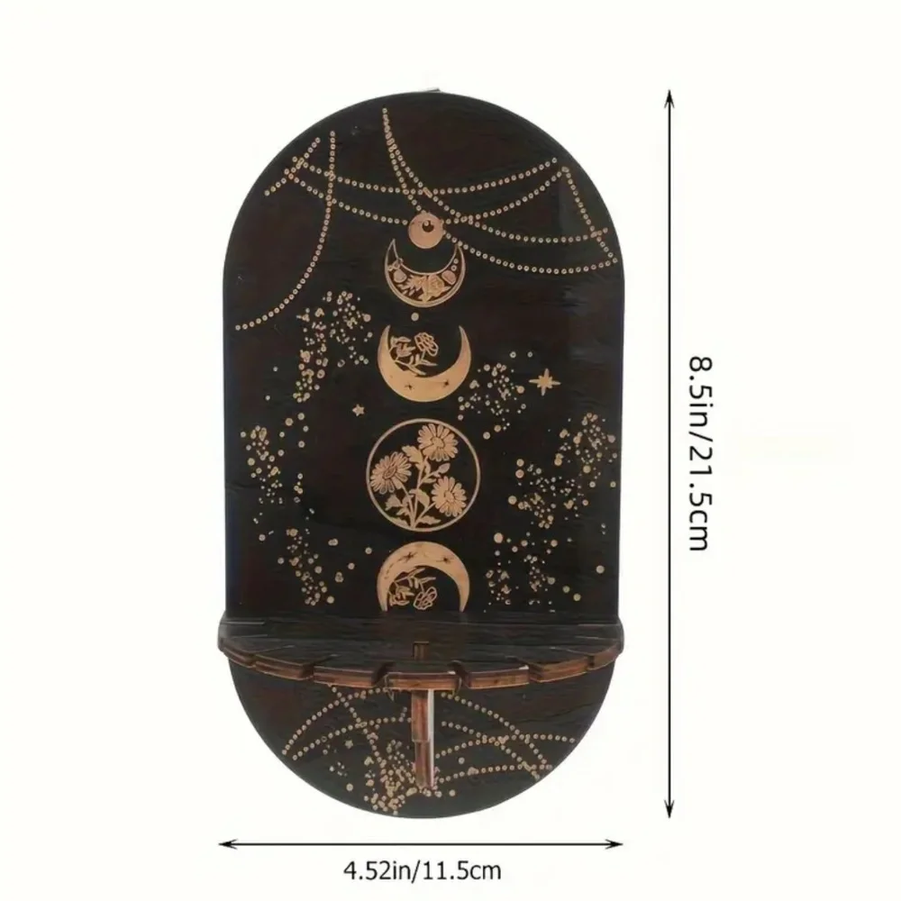 NIP! Set of 2 Phases of the Moon Wall Shelves in Black and Gold!